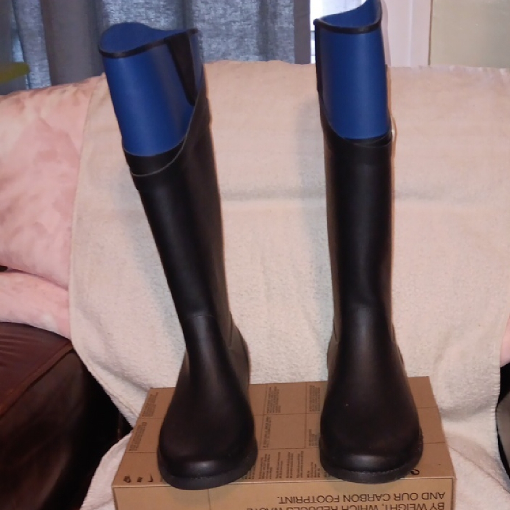 Tommy Hilfiger Black and Blue Winter Rain Boots